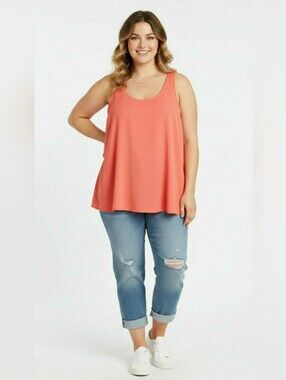Torrid Plus Size Peachy Coral Gauze Swing Tank Top